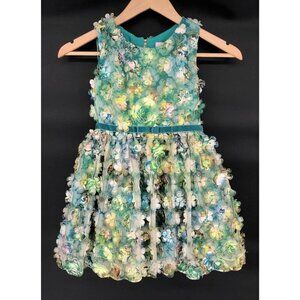 Zoe Ltd Floral 3D Floral Appliqués Party Dress Girls 6 Easter Dance Fairy Church